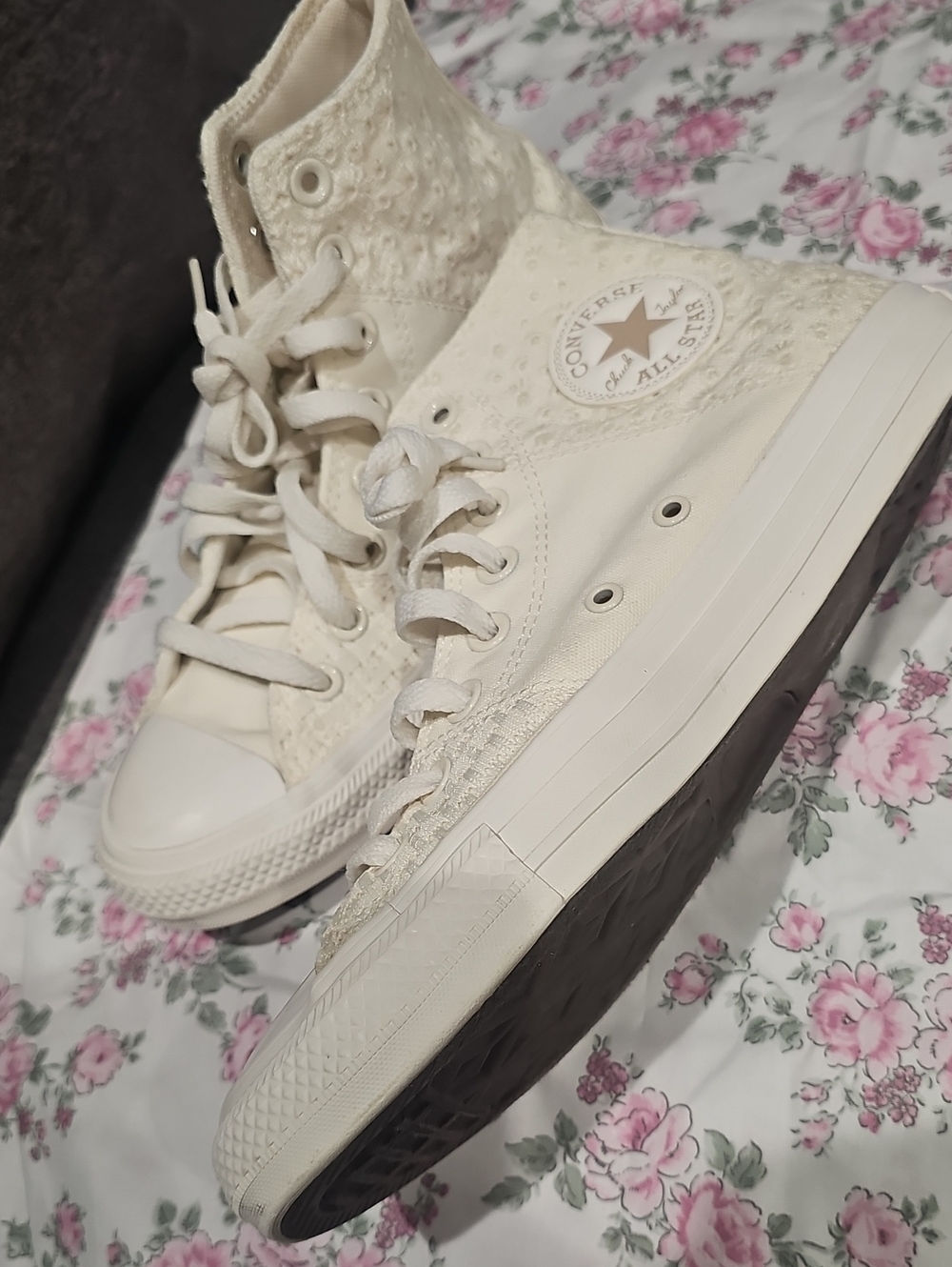 Cream Converse All Star Chuck Taylor High Tops 8.5 - Picture 12 of 16
